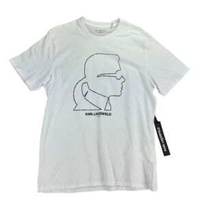 KARL LAGERFELD White Karl Head Silhouette Logo Short Sleeve T-Shirt Mens SZ M